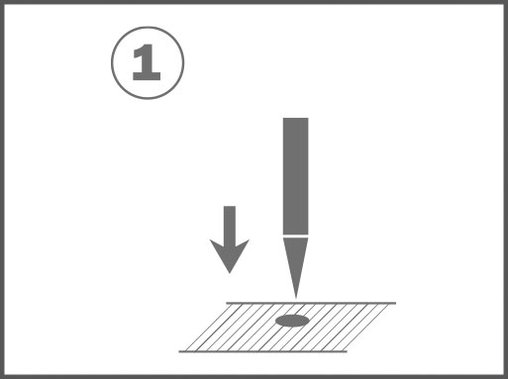 Solar-Maulwurf-Vertreiber SuperCat – So verwenden Sie das Produkt – Schritt 1 Illustration zeigt, wie ein Loch in den Boden gemacht wird, um den Solar-Maulwurf-Vertreiber SuperCat einzusetzen.